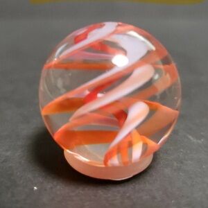 Orange and White Swirl Glass Marble